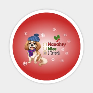 Naughty Christmas Cavalier King Charles Spaniel Magnet